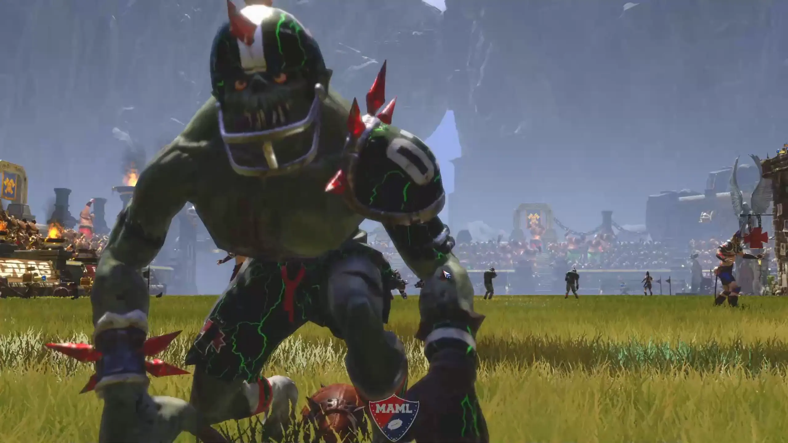 Bubbles, ghoul for the Double Dippers, scores the touchdown to eliminate Donkey Teeth from the Dungeonbowl.